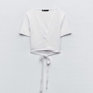 White zara crossed top